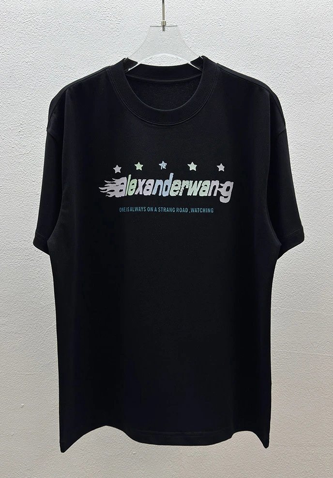 Alexander Wang Star Print Trendy Black T-Shirt