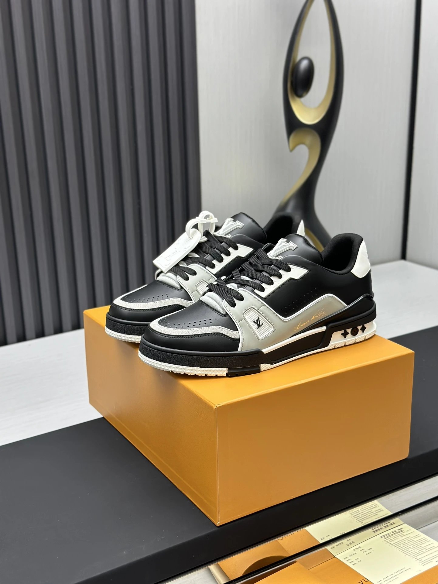 Louis Vuitton Black Cream Low-top on Black Low-top Sneaker for Casual Outfits