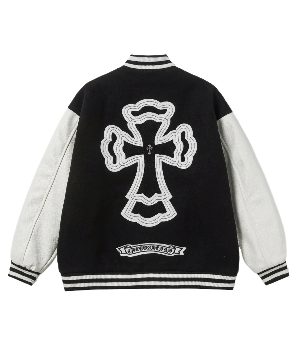 Chrome Hearts Cross Black and White Baseball Jacket