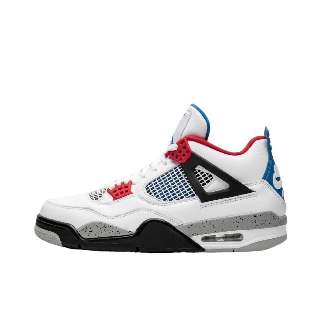 Trendy White, Red and Blue Jordan AJ4 Shoes
