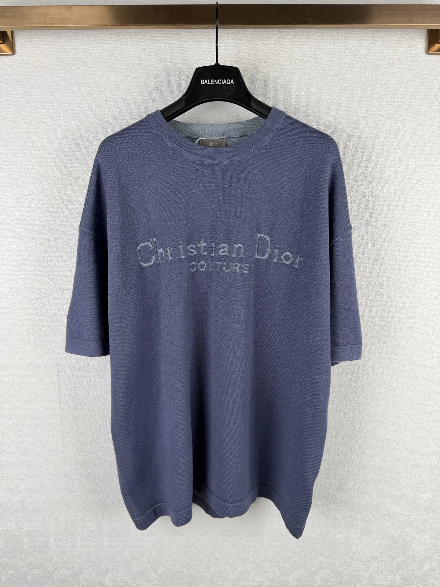 Dusty Blue Dior Oversized Short-Sleeve Sweatshirt - Resort Edit
