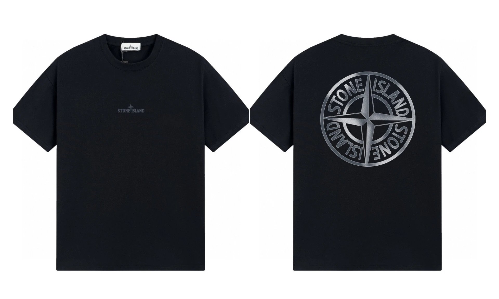Stone Island Compass Collection Street Style Black T-Shirt