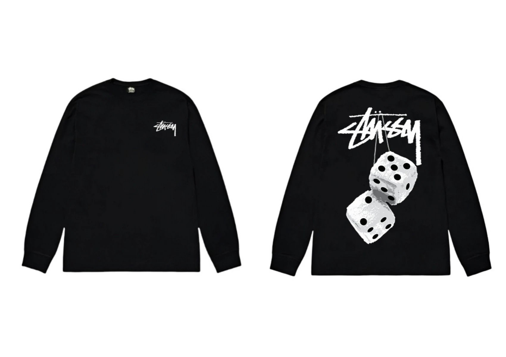 Stussy dice print style black long-sleeve