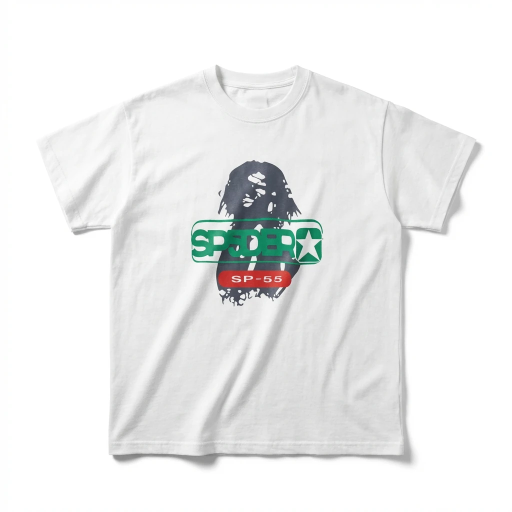 Sp5der Portrait Print Short-sleeved White T-shirt