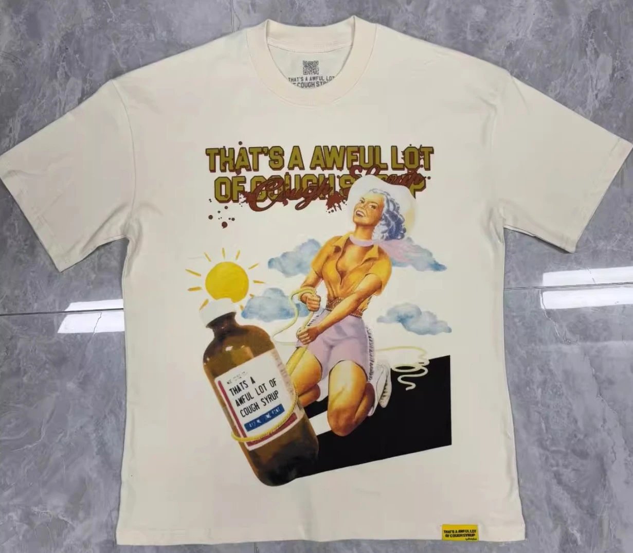 Cough Syrup Vintage Print Off-white Short-sleeve T-shirt