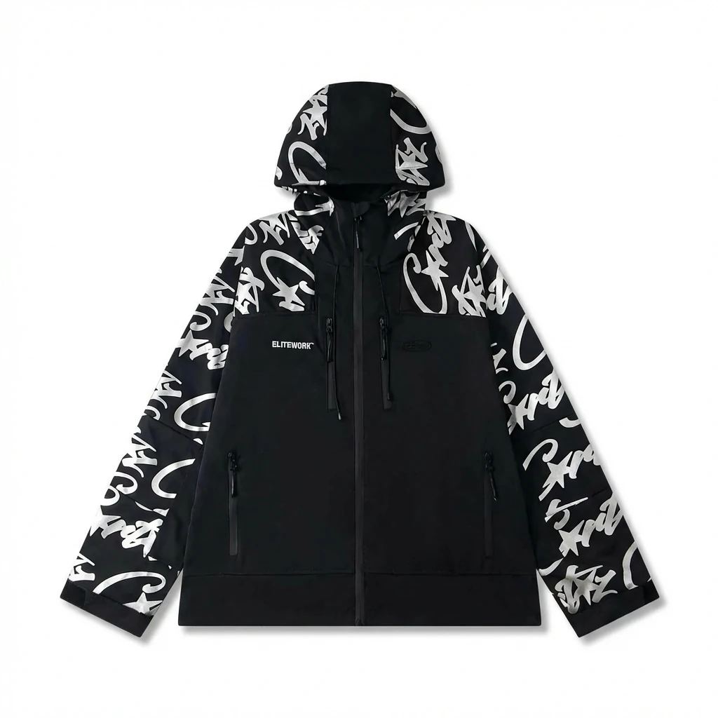 Corteiz trendy black and white coat