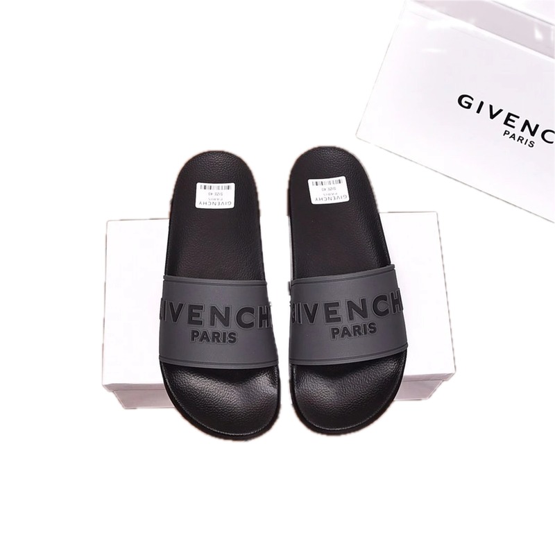 Givenchy Embossed Logo Minimalist Style Black Slide Sandals