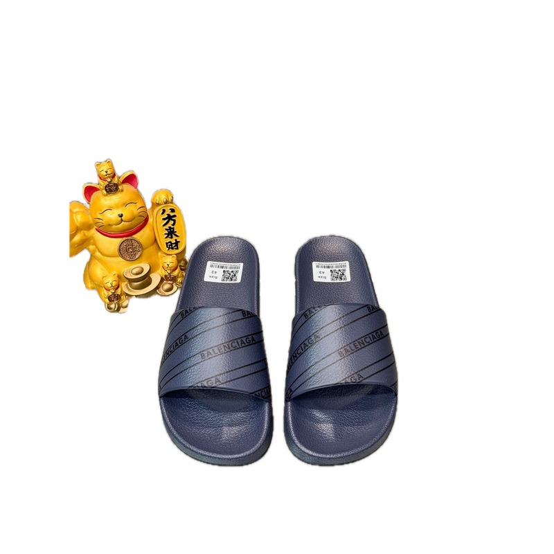 Balenciaga All-over Print Casual Style Navy Blue Slippers