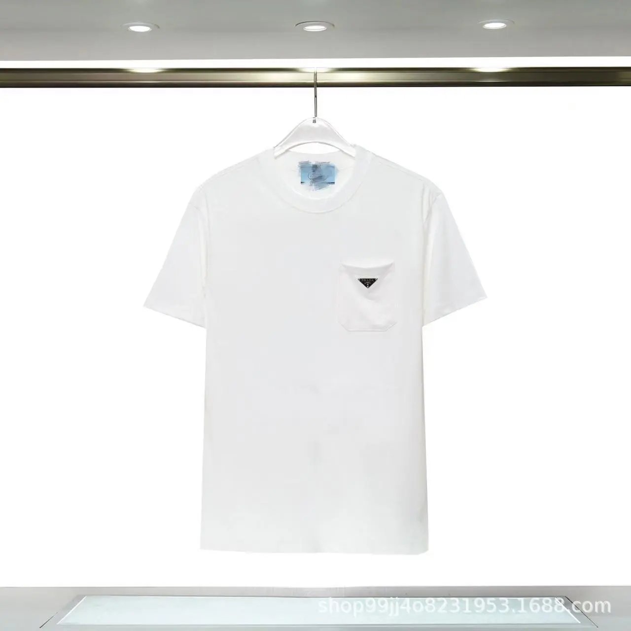 Prada Triangle Logo Minimalist Style White Short-sleeve T-shirt