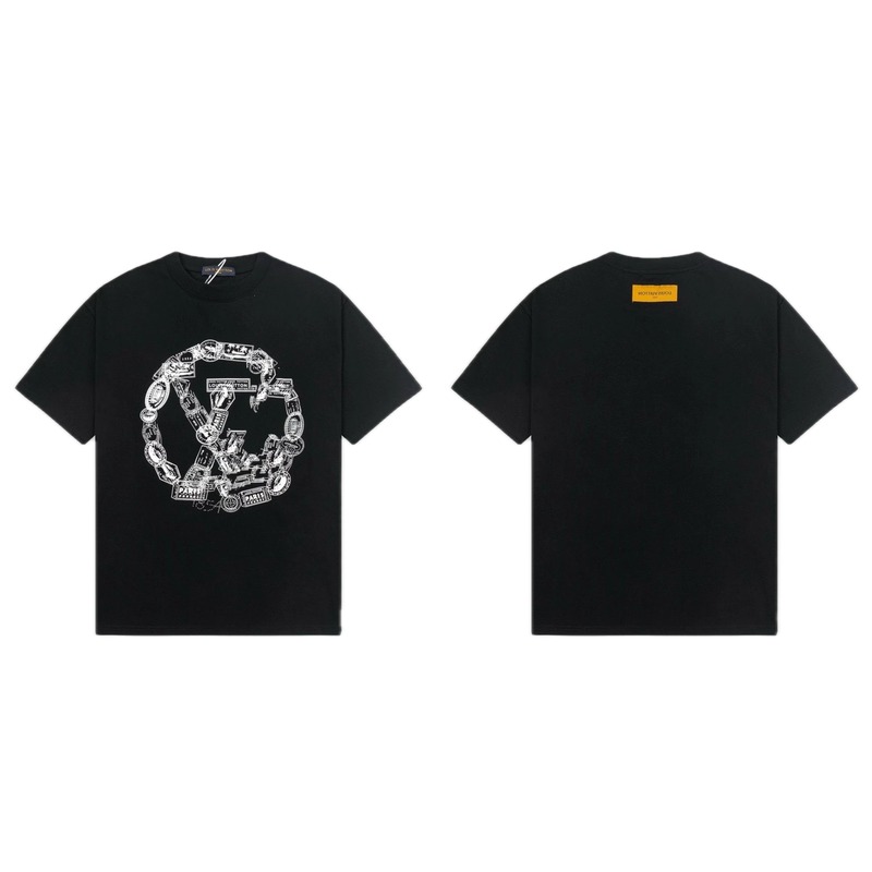 Louis Vuitton Printed Trendy Style Black Short-sleeve T-shirt