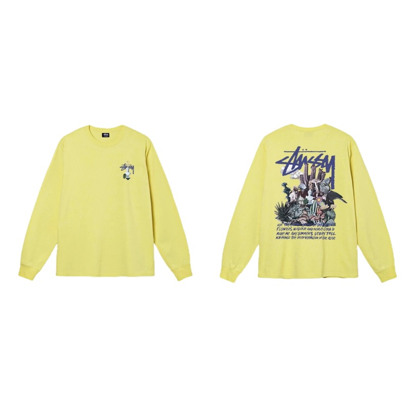 Stussy printed trendy brand style yellow long-sleeve
