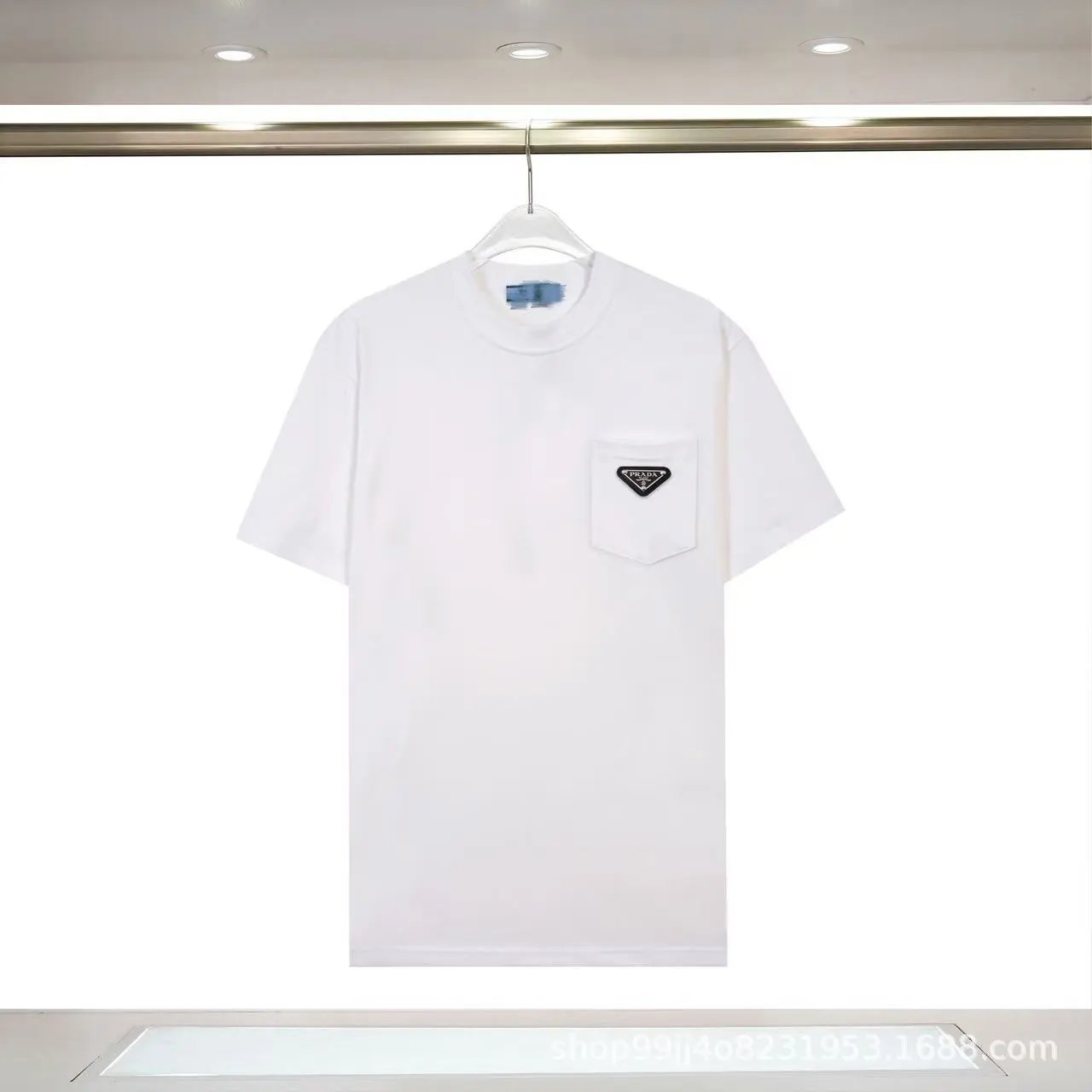 Prada Triangle Logo Minimalist Style White T-Shirt