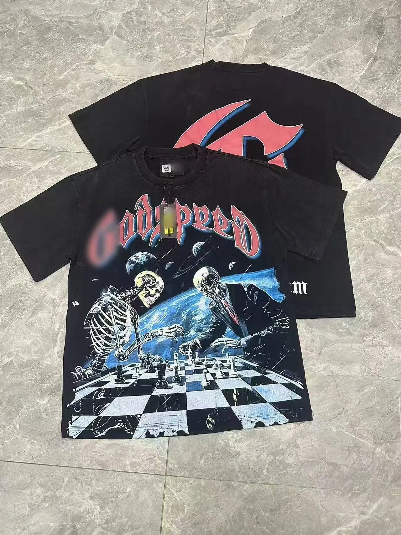Godspeed Skull Print Dark Style Black T-shirt