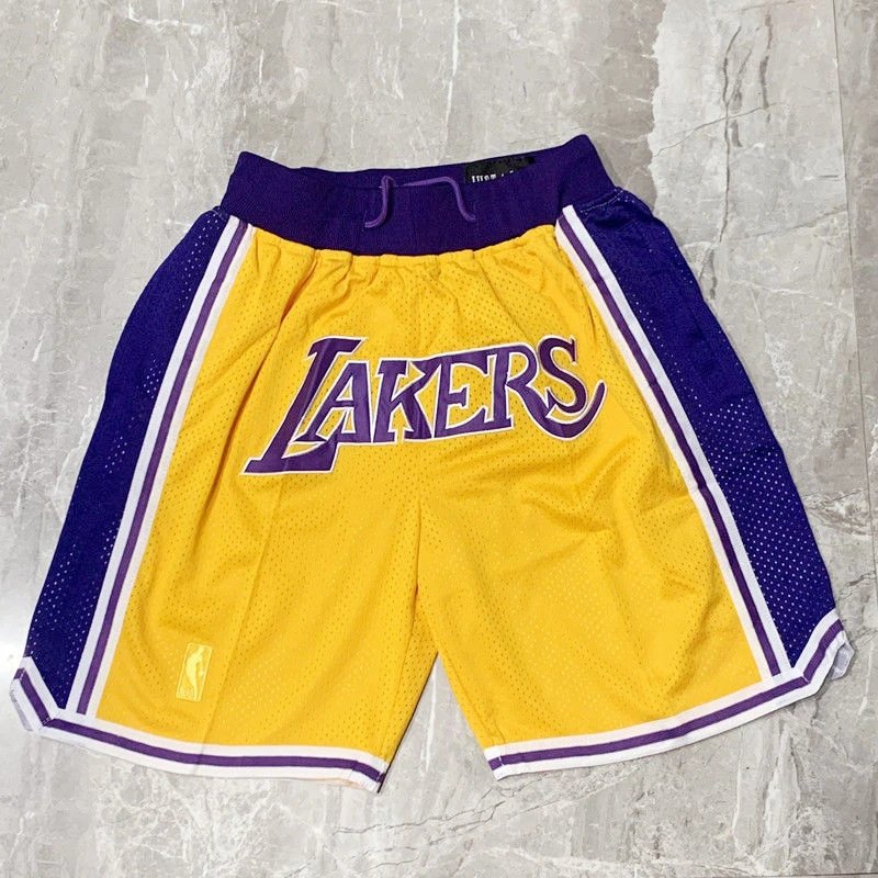 Lakers Classic Basketball shorts Yellow Lakers Mesh for Daily Styling