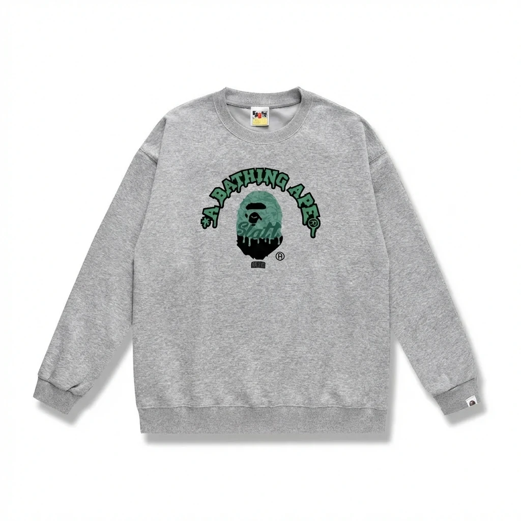 Grey hoodie with Bape Ape Head logo