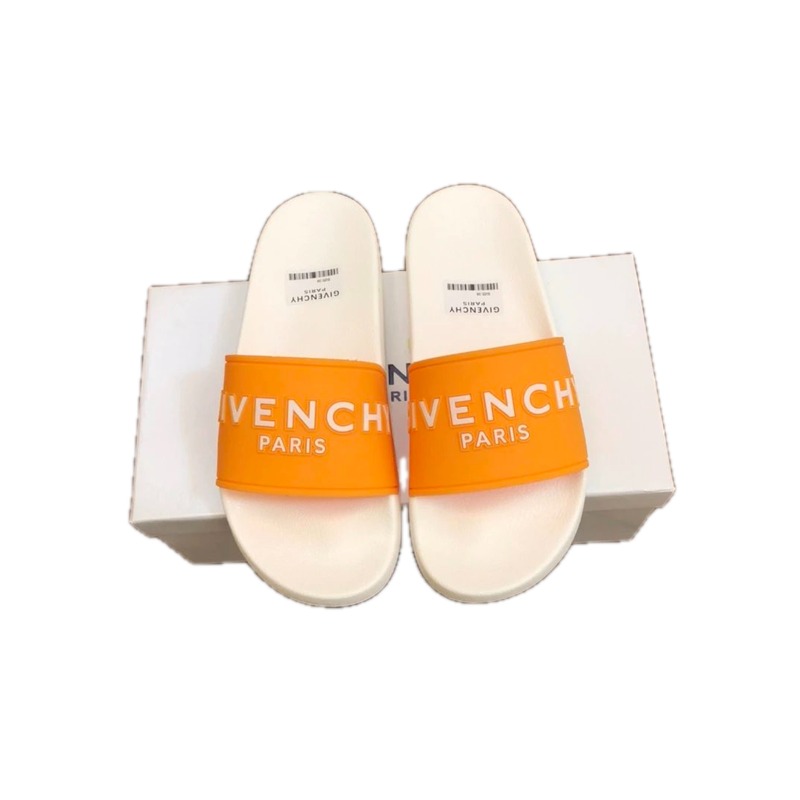 Givenchy Alphabet Series Minimalist Style White & Orange Slide Sandals