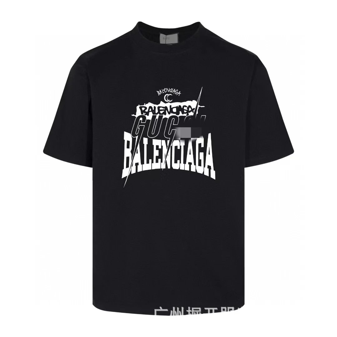Balenciaga Co-branded Street Style Black Short-sleeve T-shirt