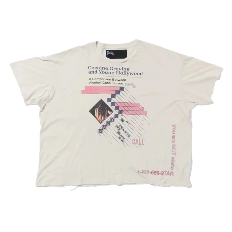 Paly Hollywood Printed Vintage Off-white Short Sleeve T-shirt