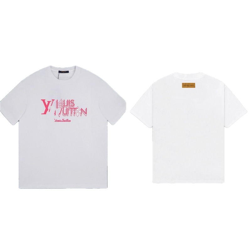 Louis Vuitton Trendy Misaligned Print White T-shirt