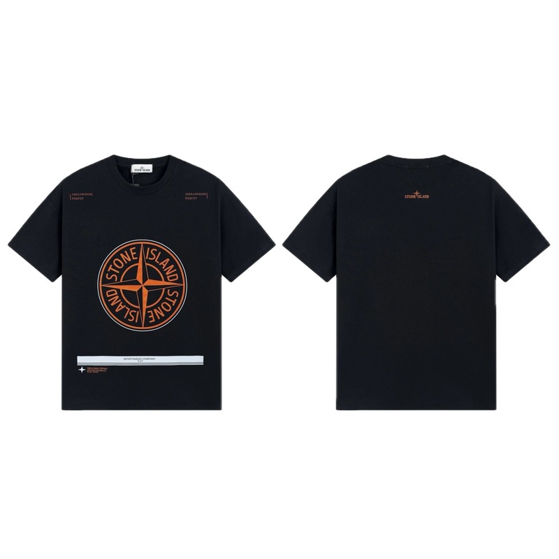Stone Island Compass Techwear Style Black Short Sleeve T-Shirt