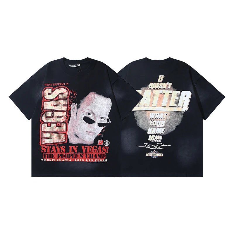 Hellstar Portrait Print Vintage Style Black Short Sleeve T-shirt