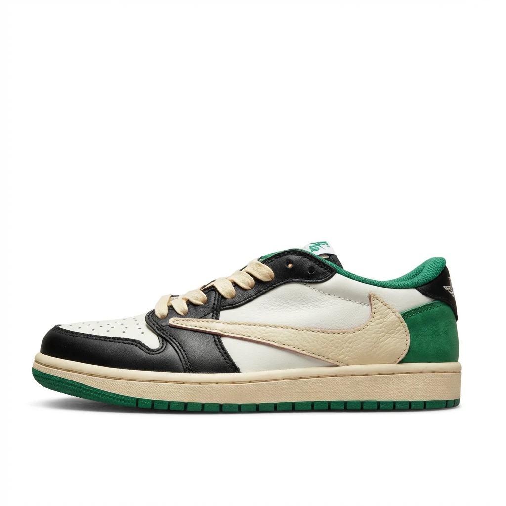 Jordan AJ1 Retro Style Black-Green-White Shoes