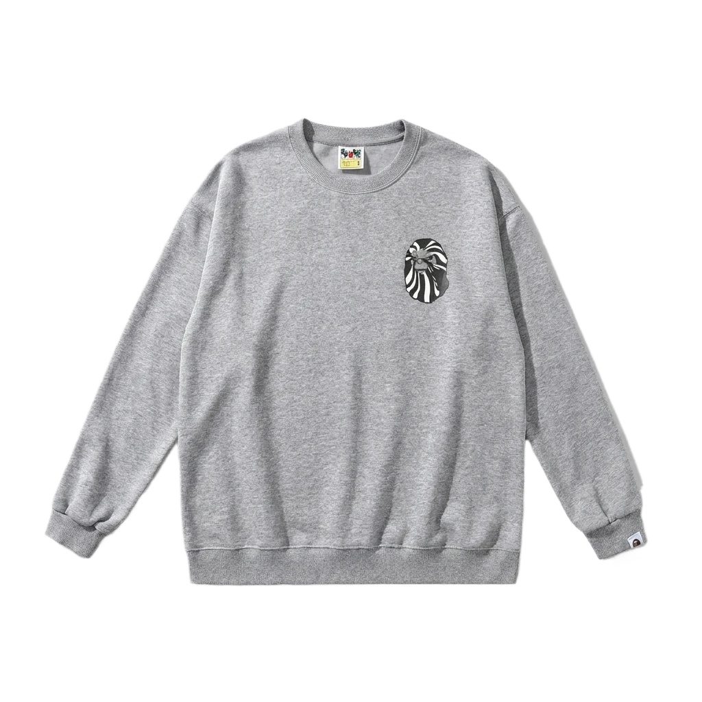 Bape Ape Head Minimalist Style Grey Sweatshirt