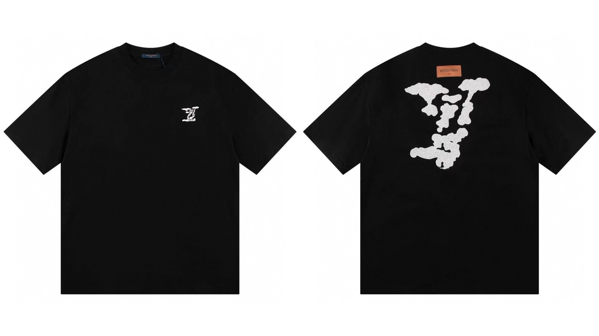Louis Vuitton Auspicious Cloud Print Trendy Style Black T-Shirt
