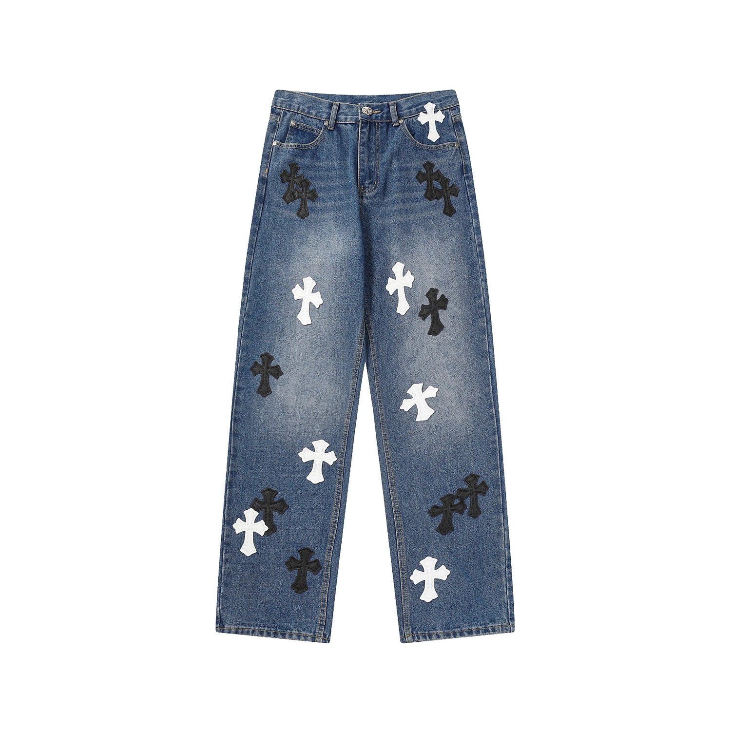Chrome Hearts Streetwear Graphic jeans Light Denim Jeans with Practical Shape