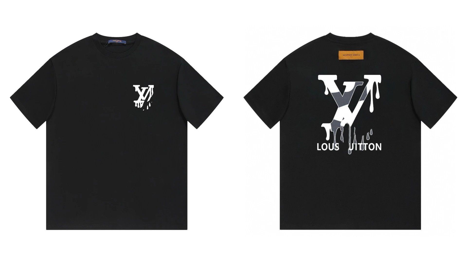 Louis Vuitton Melted Logo Street Style Black Short-sleeve T-shirt