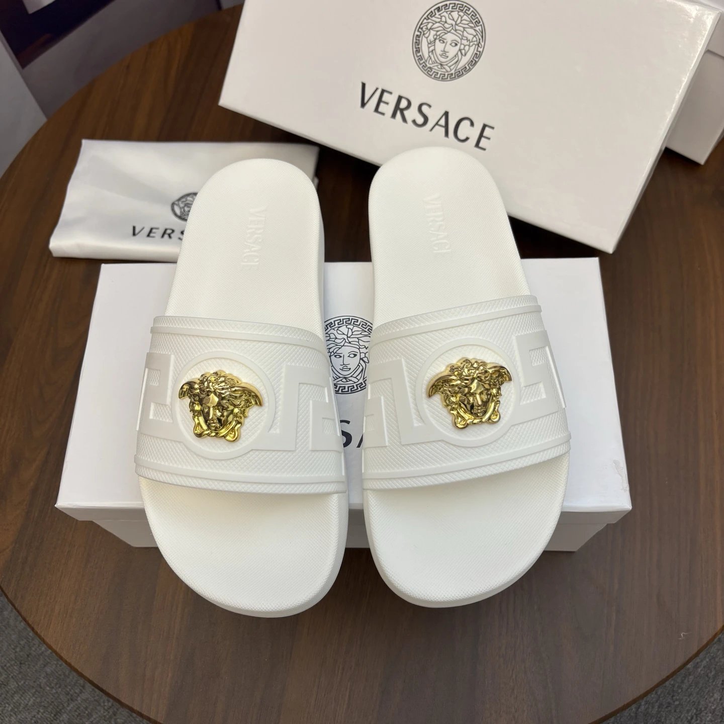 Versace Medusa Luxury Style White Slides