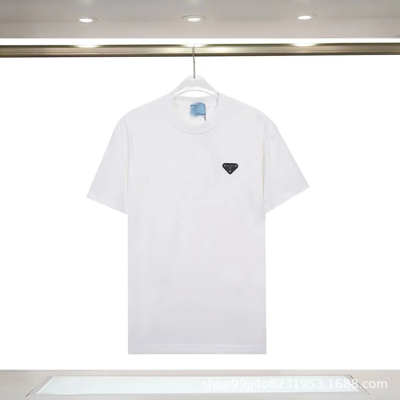 Prada Triangle Logo Minimalist Style White Short-sleeve T-shirt