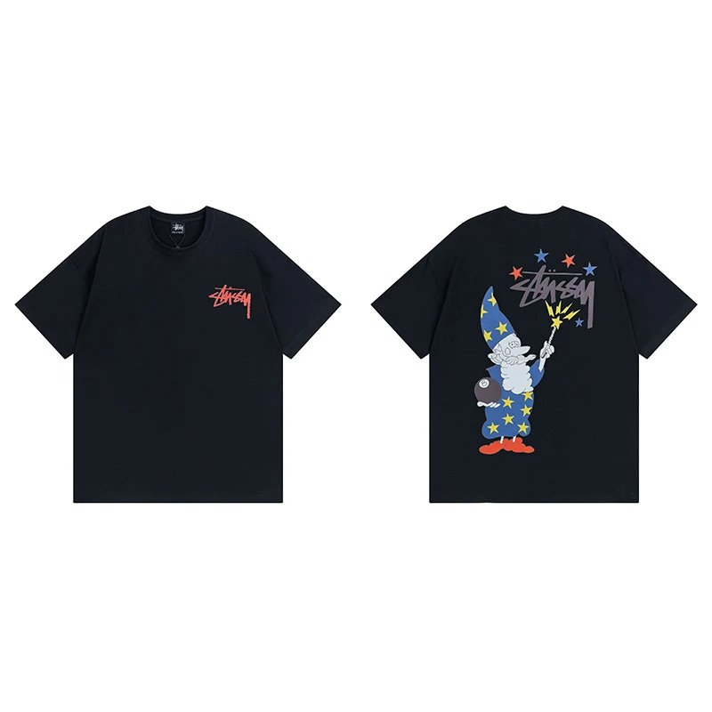 Stussy Black Spider Graphic T-Shirt Sport Casual Logo