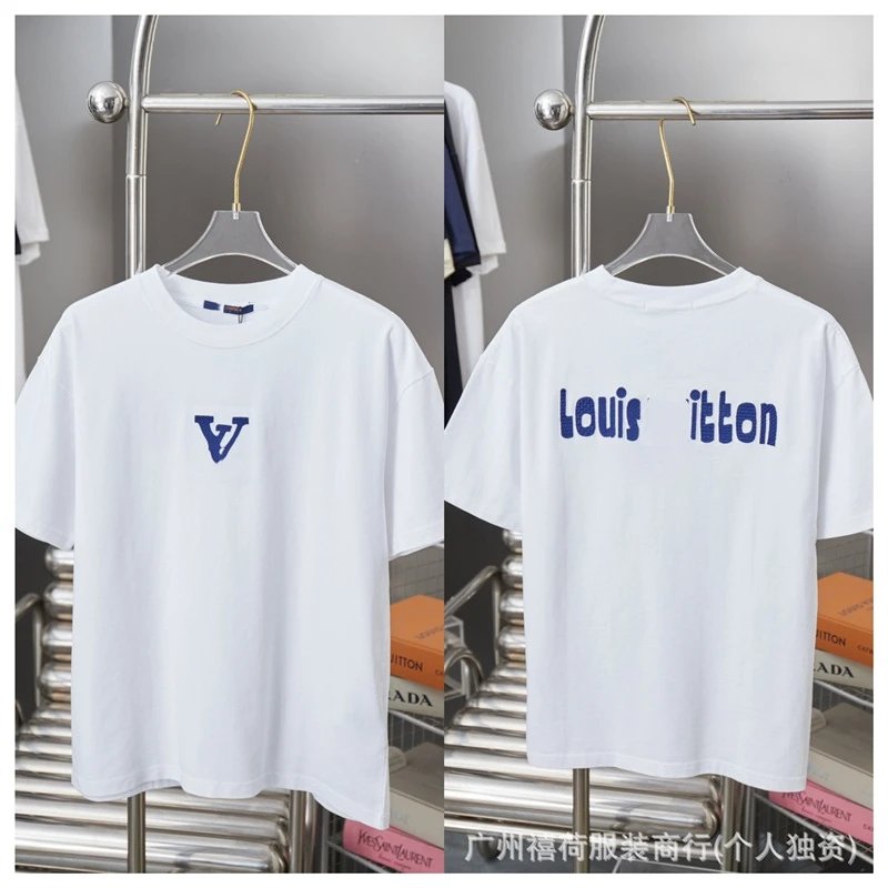 Louis Vuitton Embroidered Trendy Style White Short-sleeve T-shirt