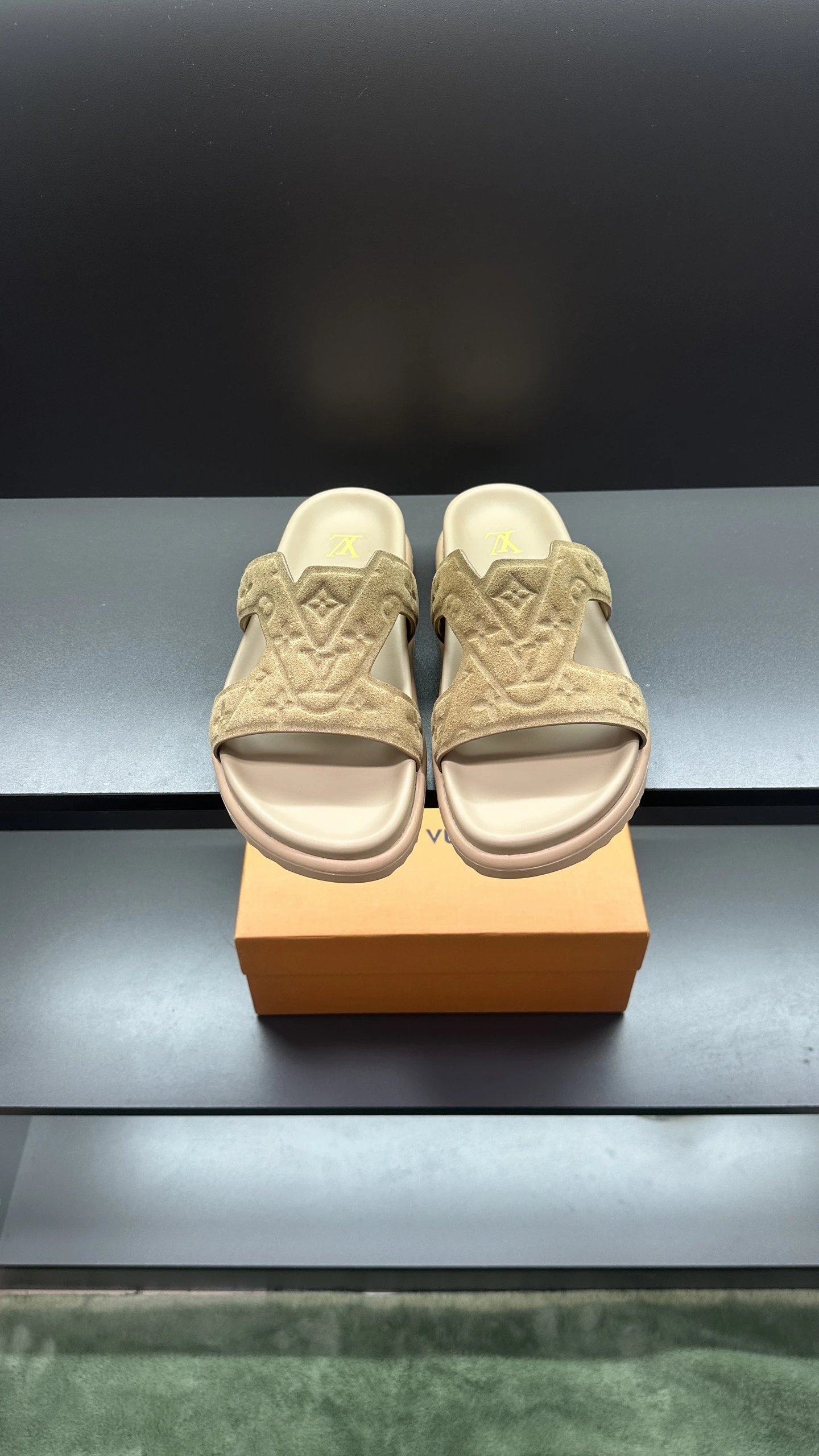 Louis Vuitton Monogram Casual Style Khaki Slides