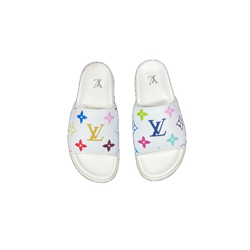 Louis Vuitton Multicolor Monogram Trendy White Slides