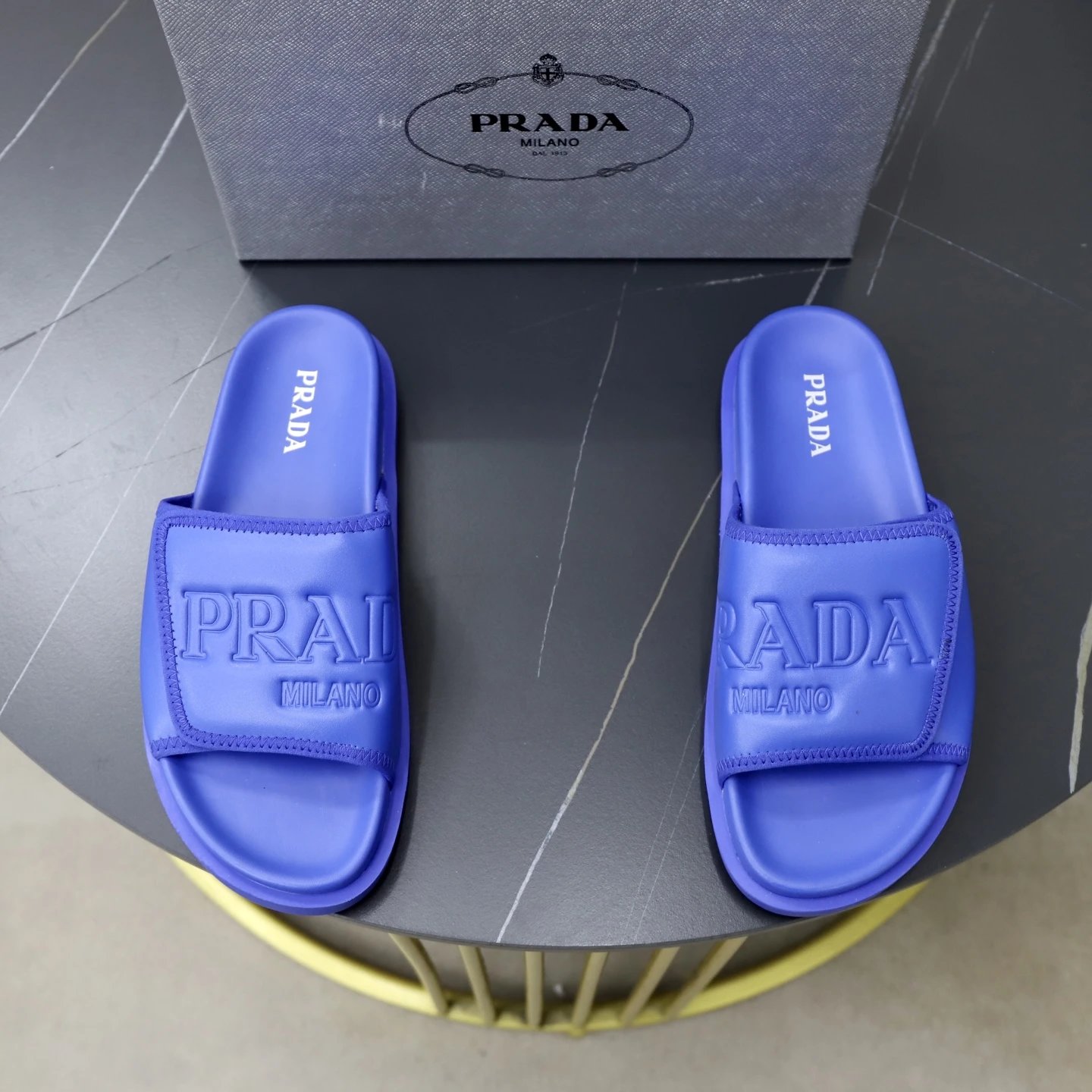 Prada Embossed Casual Purple Slides
