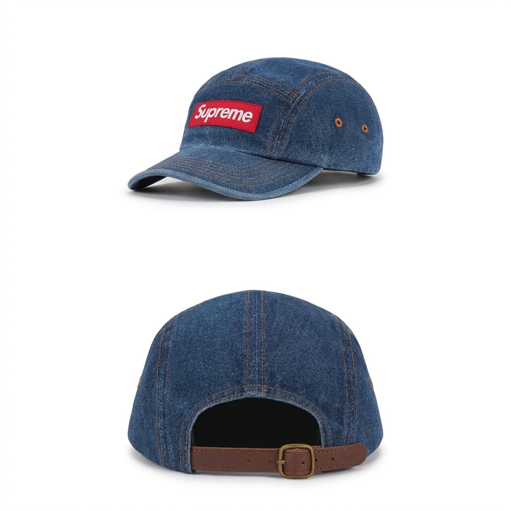 Supreme denim-style blue hat