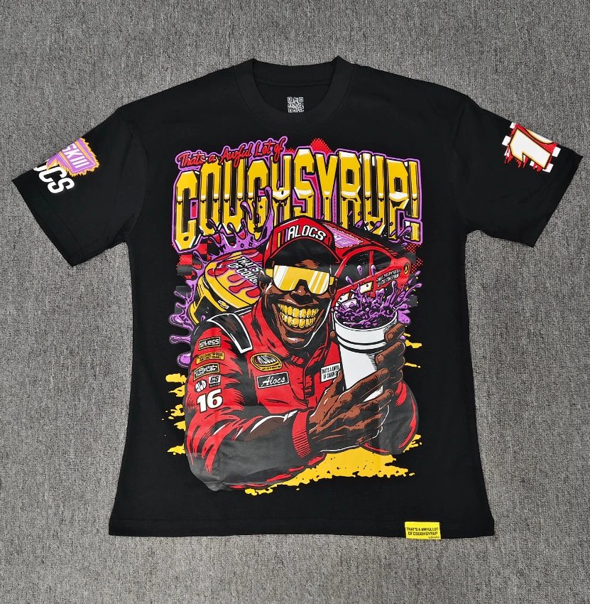 ALOCS Racing Graffiti Street Style Black T-Shirt