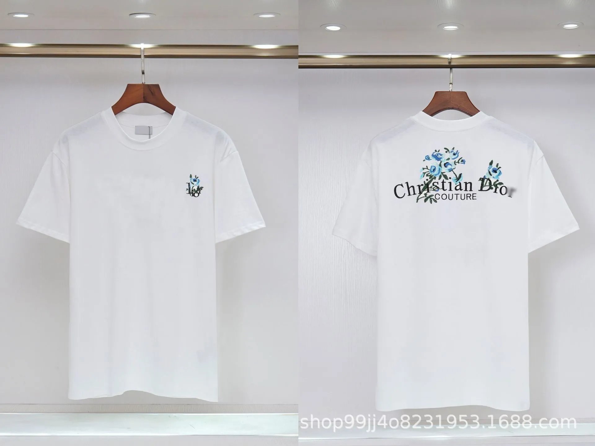 Dior Haute Couture Embroidered Floral-style White T-shirt