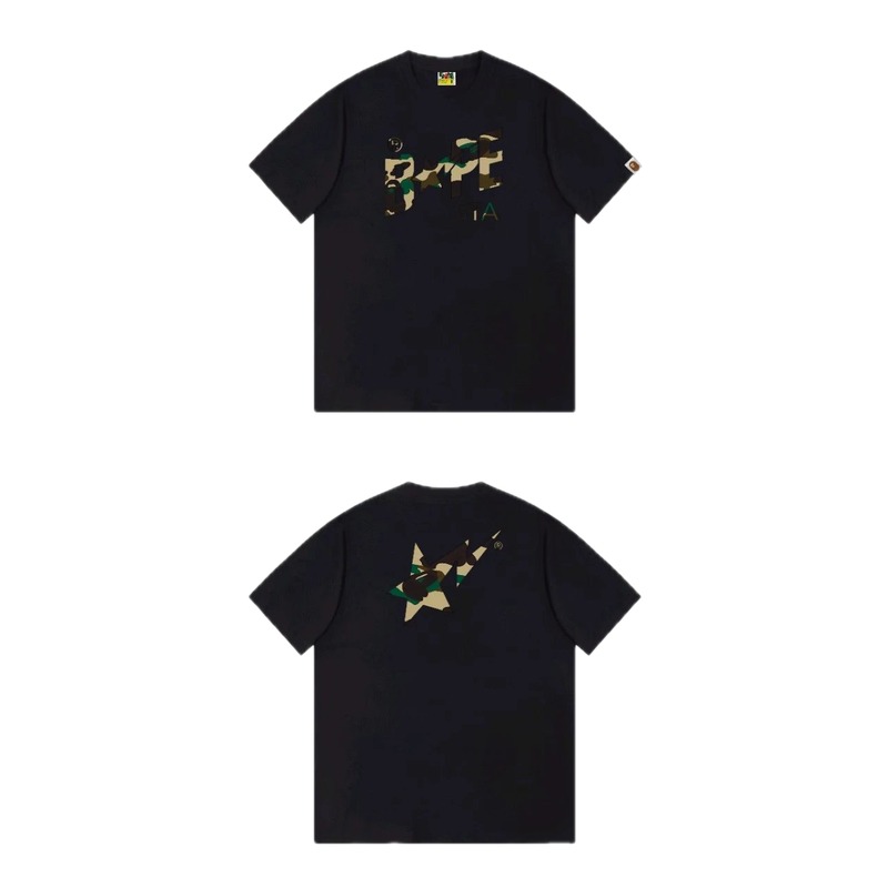 Bape camouflage style black T-shirt