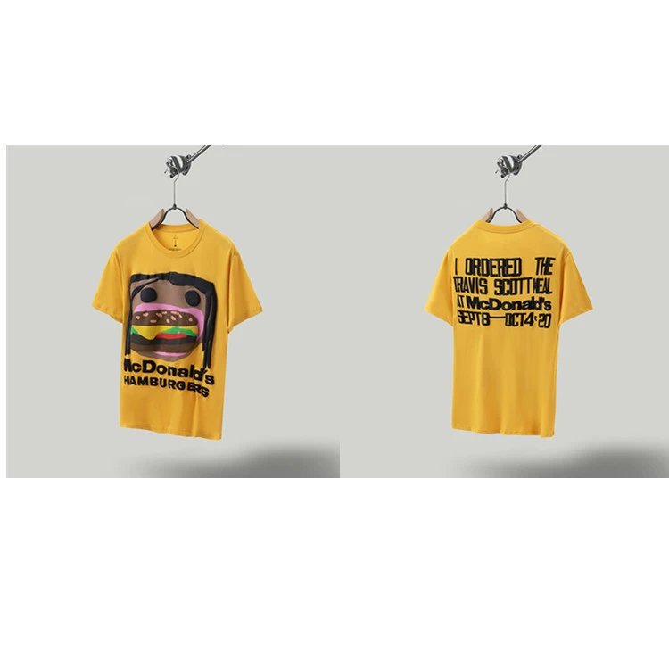 Travis Scott x McDonald's Co-branded Street Style Yellow T-Shirt