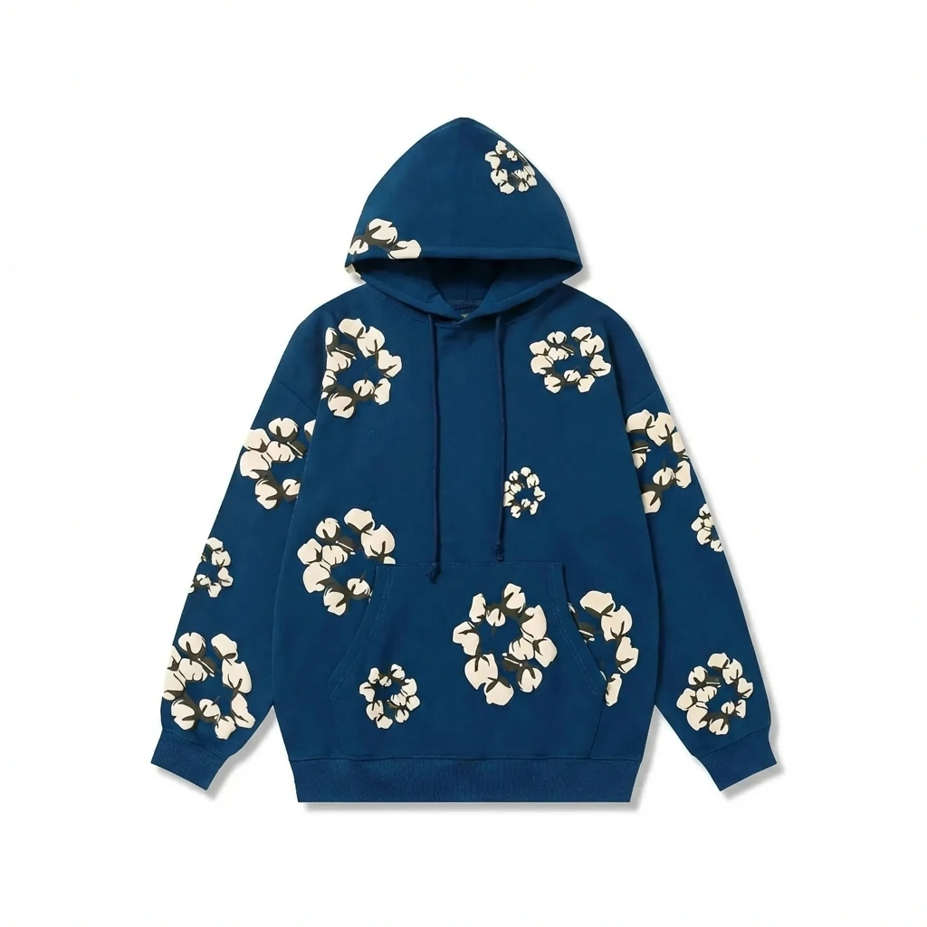 DENIM TEARS Floral Navy Hoodie