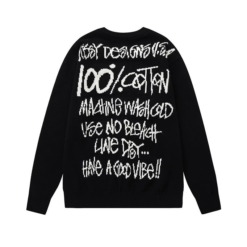 Stussy Black Swirl Graphic SweatShirt Relaxed Styling