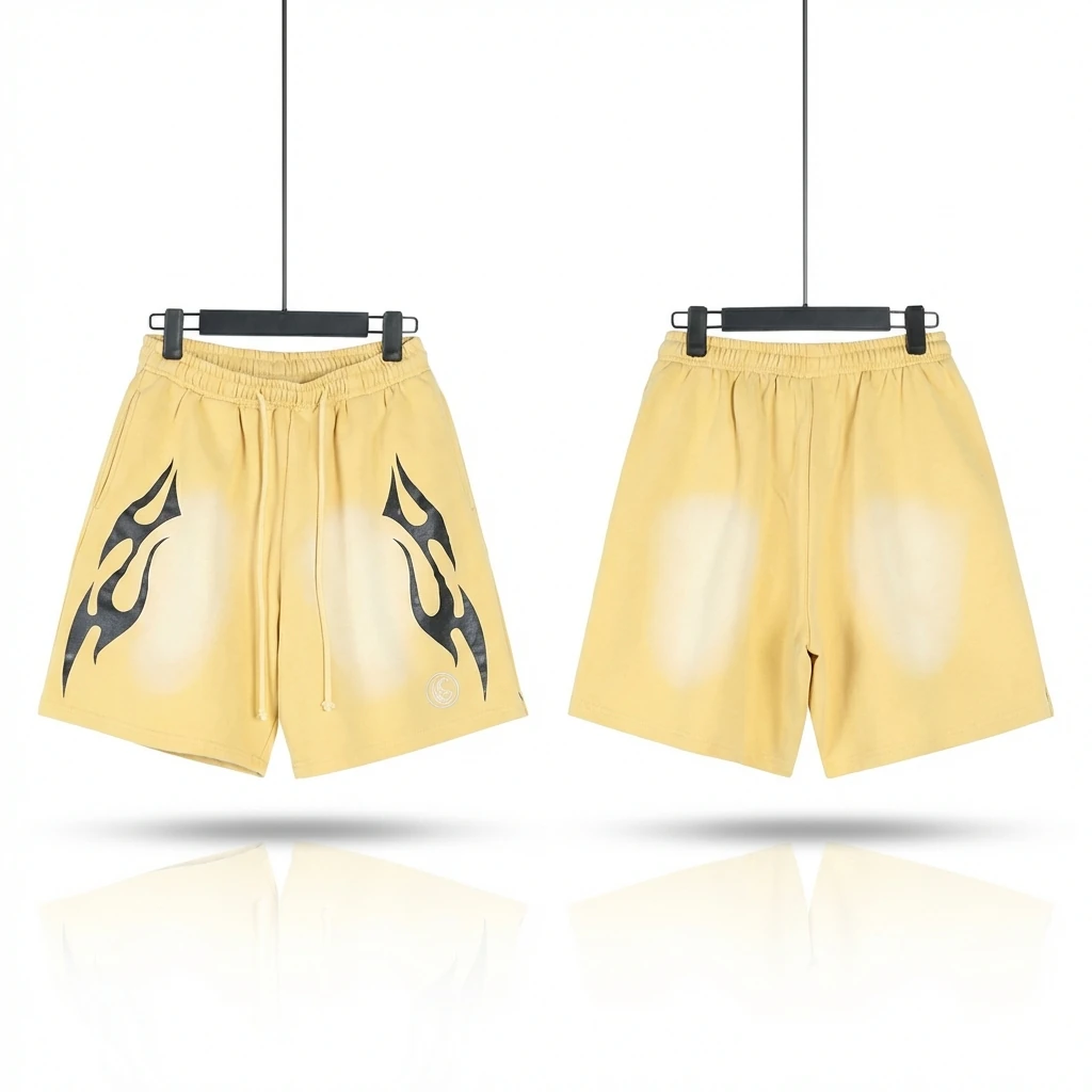Hellstar Flame Wind Yellow Shorts