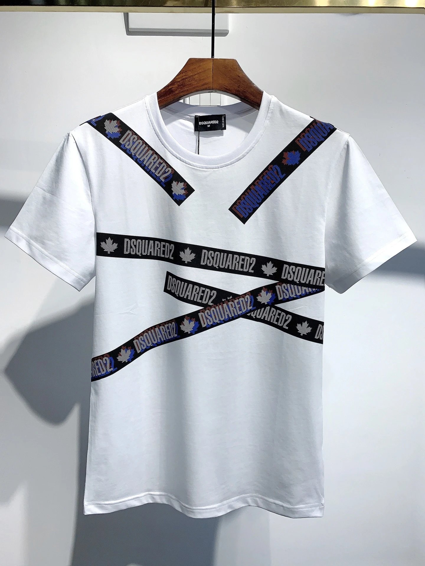 DSQUARED2 Webbing Streetwear Brand White Short-sleeve T-shirt