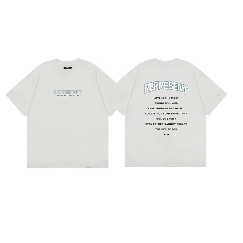 Represent Slogan Printed High Street Style Off-white T-shirt