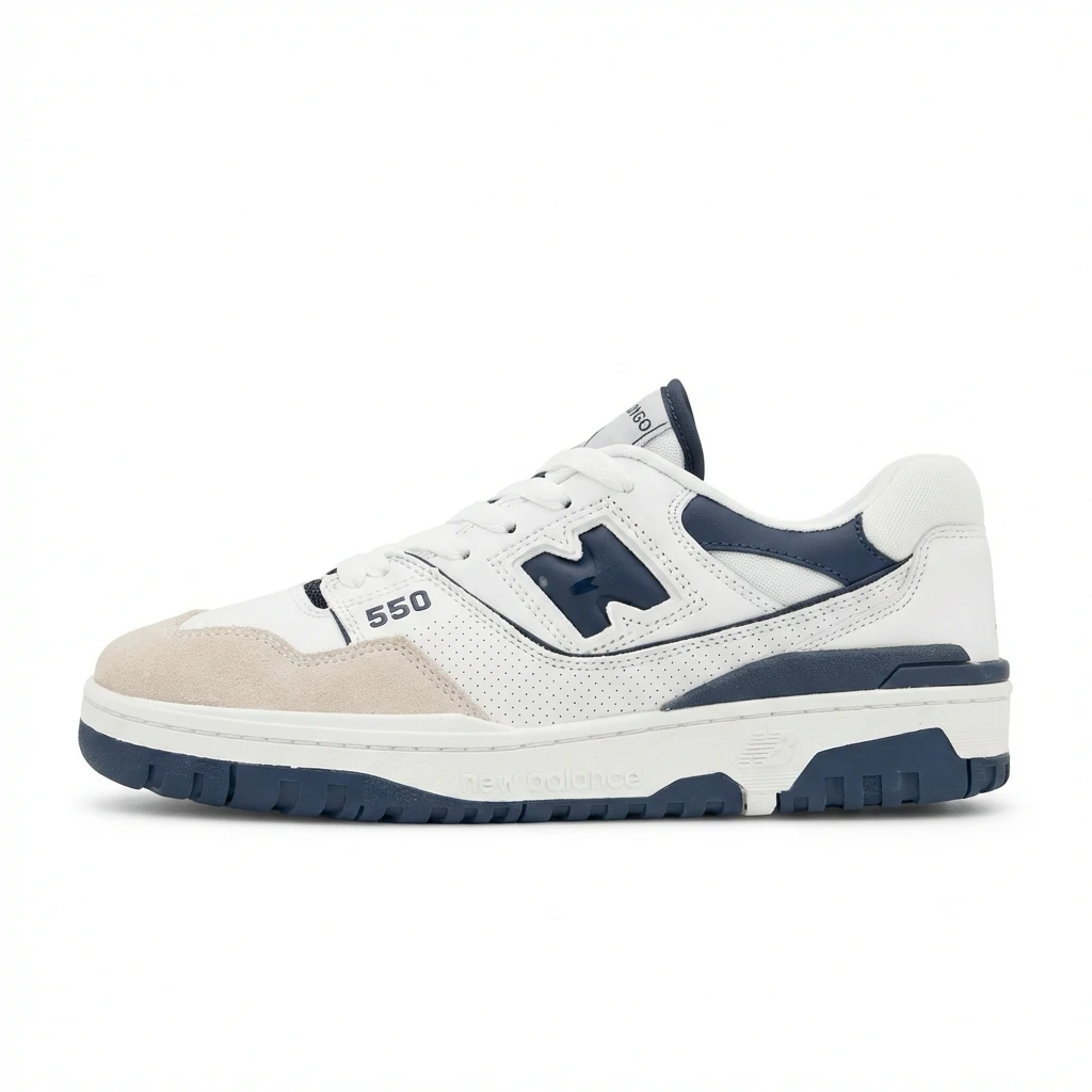 New Balance 550 Retro Style White and Blue Shoes