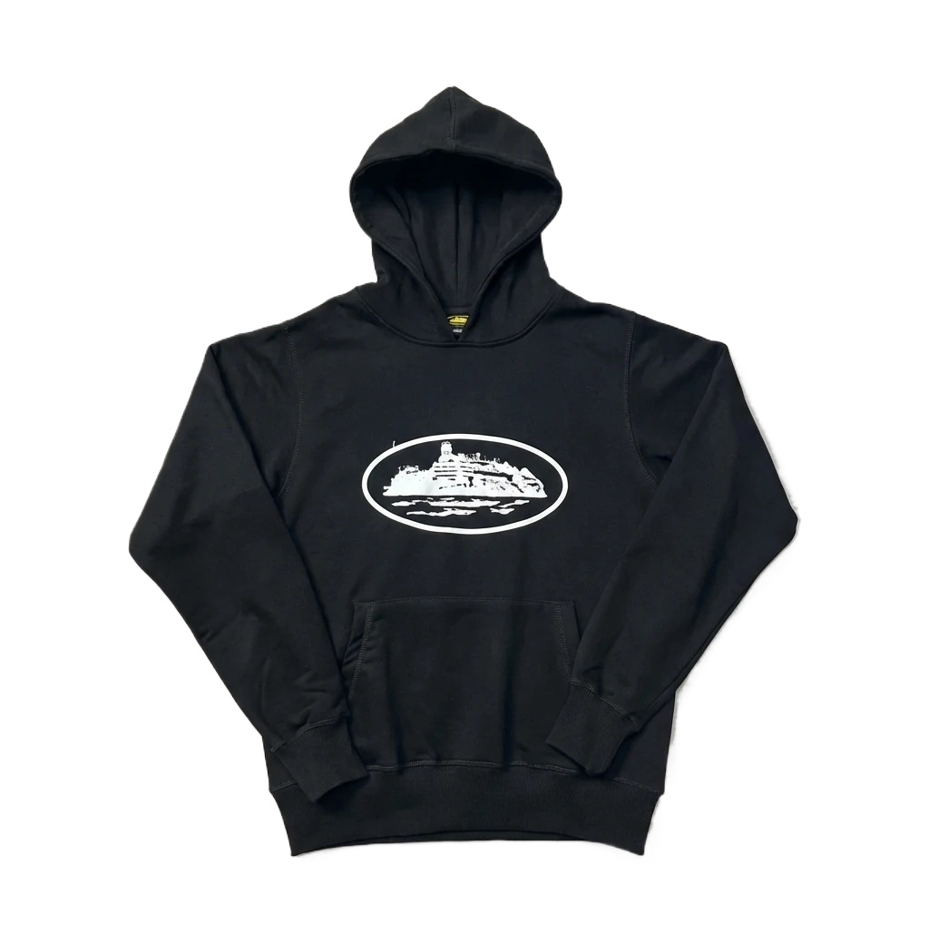 Corteiz nautical style black hoodie