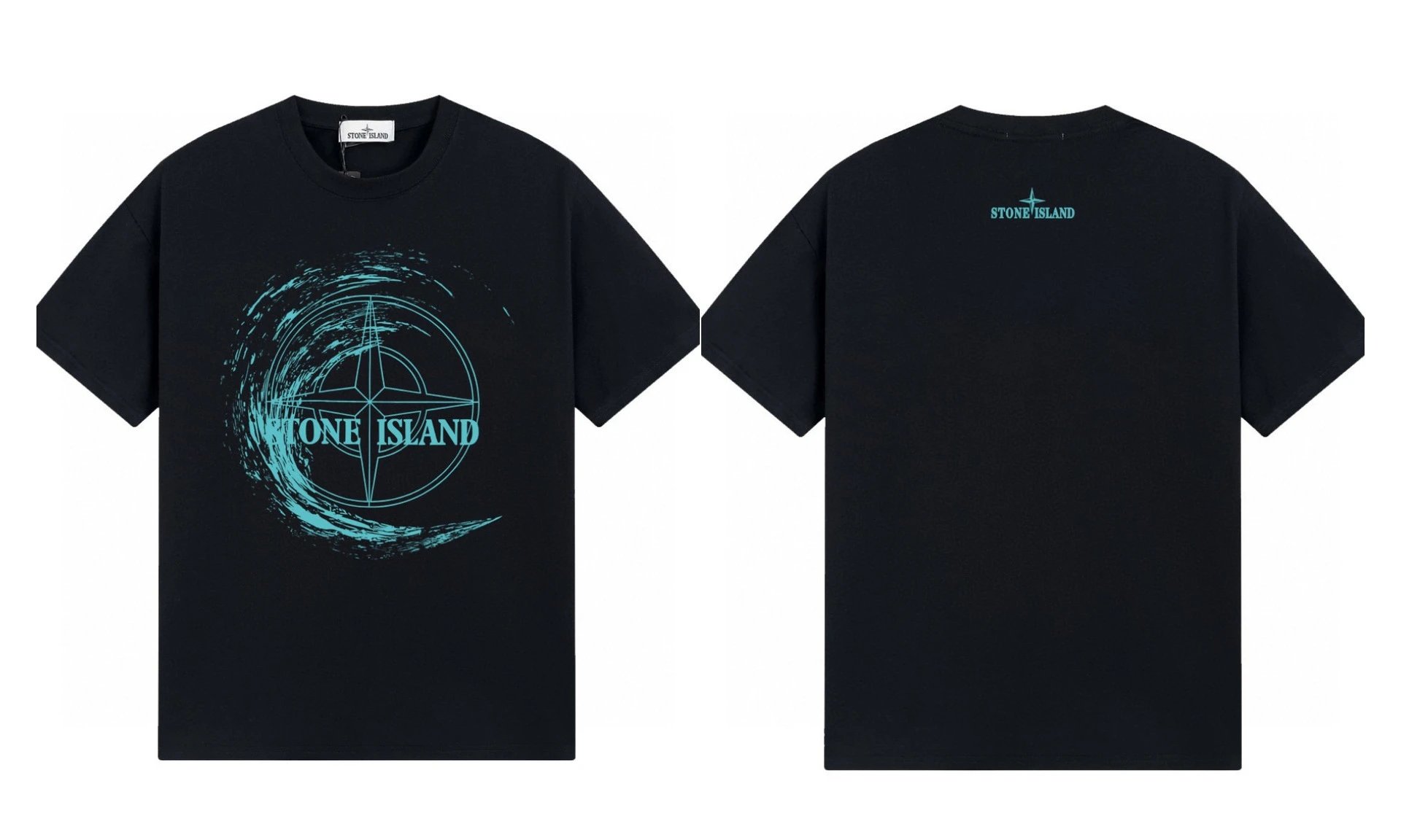 Stone Island Compass Print Street Style Black T-Shirt